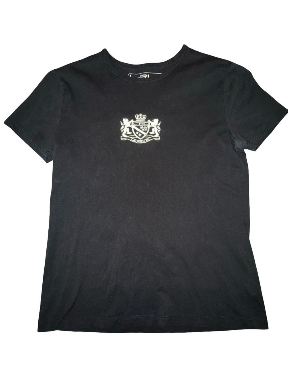 Lauren Ralph Lauren Women’s Black Embroidered Crest T-Shirt Sz S
